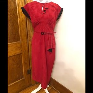 Stop Staring Red and Black Polka Dot Vintage-Inspired Dress